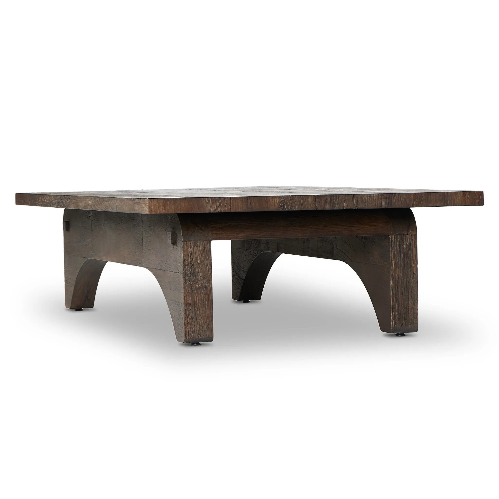 Smoked alder shapes a character-rich coffee table with Wabi Sabi vibes. Joinery pulls through stretchers, with groove detailing on legs, for an artisan feel Amethyst Home provides interior design, new home construction design consulting, vintage area rugs, and lighting in the Alpharetta metro area.
