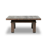 Smoked alder shapes a character-rich coffee table with Wabi Sabi vibes. Joinery pulls through stretchers, with groove detailing on legs, for an artisan feel Amethyst Home provides interior design, new home construction design consulting, vintage area rugs, and lighting in the Charlotte metro area.