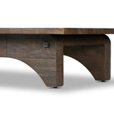 Smoked alder shapes a character-rich coffee table with Wabi Sabi vibes. Joinery pulls through stretchers, with groove detailing on legs, for an artisan feel Amethyst Home provides interior design, new home construction design consulting, vintage area rugs, and lighting in the Newport Beach metro area.