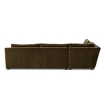 Featuring Yelena Surrey Olive 3-Piece Sectional by Four Hands at Amethyst Home. Add a hint of modern to your space with the streamlined silhouette and dramatic side profile of this track arm sectional. Designed with subtle tapering seen from the side and inviting bench-style seating. Crafted with extra plush foam cushions and S-spring suspension.Overall Di. Amethyst Home provides interior design, new home construction design consulting, vintage area rugs, and lighting in the Alpharetta metro area.