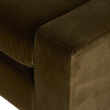 Featuring Yelena Surrey Olive 3-Piece Sectional by Four Hands at Amethyst Home. Add a hint of modern to your space with the streamlined silhouette and dramatic side profile of this track arm sectional. Designed with subtle tapering seen from the side and inviting bench-style seating. Crafted with extra plush foam cushions and S-spring suspension.Overall Dimens. Amethyst Home provides interior design, new home construction design consulting, vintage area rugs, and lighting in the Boston metro area.
