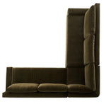 Featuring Yelena Surrey Olive 3-Piece Sectional by Four Hands at Amethyst Home. Add a hint of modern to your space with the streamlined silhouette and dramatic side profile of this track arm sectional. Designed with subtle tapering seen from the side and inviting bench-style seating. Crafted with extra plush foam cushions and S-spring suspension.Overall Dimen. Amethyst Home provides interior design, new home construction design consulting, vintage area rugs, and lighting in the Houston metro area.