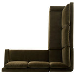 Featuring Yelena Surrey Olive 3-Piece Sectional by Four Hands at Amethyst Home. Add a hint of modern to your space with the streamlined silhouette and dramatic side profile of this track arm sectional. Designed with subtle tapering seen from the side and inviting bench-style seating. Crafted with extra plush foam cushions and S-spring suspension.Overall Dimen. Amethyst Home provides interior design, new home construction design consulting, vintage area rugs, and lighting in the Houston metro area.