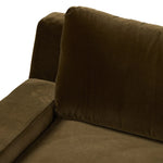 Featuring Yelena Surrey Olive 3-Piece Sectional by Four Hands at Amethyst Home. Add a hint of modern to your space with the streamlined silhouette and dramatic side profile of this track arm sectional. Designed with subtle tapering seen from the side and inviting bench-style seating. Crafted with extra plush foam cushions and S-spring suspension.Overal. Amethyst Home provides interior design, new home construction design consulting, vintage area rugs, and lighting in the Salt Lake City metro area.