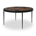 Smoky brown glass-topped table with slim, tapered matte black metal frames for a sleek, modern look. Part of a nesting set, can be used alone or paired with its smaller counterpart.Collection: Marlo Amethyst Home provides interior design, new home construction design consulting, vintage area rugs, and lighting in the Alpharetta metro area.