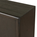 Store favorite table linens and serveware in an oak sideboard with a unique float-like appearance. A thick base doubles as bonus shelving, with inserted waterfall framing lifting up the full case. Finished in a smoked black to showcase gorgeous wood character. Amethyst Home provides interior design, new home construction design consulting, vintage area rugs, and lighting in the Laguna Beach metro area.
