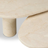 Featuring Zion Cream Marble Nesting Coffee Tables by Four Hands at Amethyst Home. Made from solid marble with visible natural veining, turned pillar-style legs complement organically shaped tabletops, perfectly sized for nesting. Option to buy tables individually or together as a two-piece set.Overall Dimensions: 48.00"w x 30.00"d x 15.00"hWeight : 386.78 lbsM. Amethyst Home provides interior design, new home construction design consulting, vintage area rugs, and lighting in the Austin metro area.
