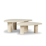 Featuring Zion Cream Marble Nesting Coffee Tables by Four Hands at Amethyst Home. Made from solid marble with visible natural veining, turned pillar-style legs complement organically shaped tabletops, perfectly sized for nesting. Option to buy tables individually or together as a two-piece set.Overall Dimensions: 48.00"w x 30.00"d x 15.00"hWeight : 386.78 . Amethyst Home provides interior design, new home construction design consulting, vintage area rugs, and lighting in the Des Moines metro area.