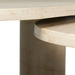 Featuring Zion Cream Marble Nesting Coffee Tables by Four Hands at Amethyst Home. Made from solid marble with visible natural veining, turned pillar-style legs complement organically shaped tabletops, perfectly sized for nesting. Option to buy tables individually or together as a two-piece set.Overall Dimensions: 48.00"w x 30.00"d x 15.00"hWeight : 386.78 l. Amethyst Home provides interior design, new home construction design consulting, vintage area rugs, and lighting in the Nashville metro area.