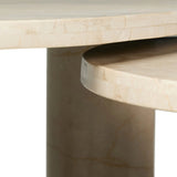 Featuring Zion Cream Marble Nesting Coffee Tables by Four Hands at Amethyst Home. Made from solid marble with visible natural veining, turned pillar-style legs complement organically shaped tabletops, perfectly sized for nesting. Option to buy tables individually or together as a two-piece set.Overall Dimensions: 48.00"w x 30.00"d x 15.00"hWeight : 386.78 l. Amethyst Home provides interior design, new home construction design consulting, vintage area rugs, and lighting in the Nashville metro area.