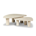 Featuring Zion Cream Marble Nesting Coffee Tables by Four Hands at Amethyst Home. Made from solid marble with visible natural veining, turned pillar-style legs complement organically shaped tabletops, perfectly sized for nesting. Option to buy tables individually or together as a two-piece set.Overall Dimensions: 48.00"w x 30.00"d x 15.00"hWeight : 386.. Amethyst Home provides interior design, new home construction design consulting, vintage area rugs, and lighting in the Winter Garden metro area.
