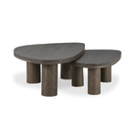 Made from solid natural oak, turned pillar-style legs complement organically shaped tabletops, perfectly sized for nesting. Option to buy tables individually or together as a two-piece set Amethyst Home provides interior design, new home construction design consulting, vintage area rugs, and lighting in the Austin metro area.