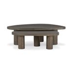 Made from solid natural oak, turned pillar-style legs complement organically shaped tabletops, perfectly sized for nesting. Option to buy tables individually or together as a two-piece set Amethyst Home provides interior design, new home construction design consulting, vintage area rugs, and lighting in the Portland metro area.