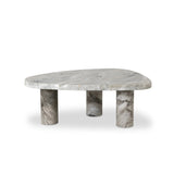 Shape and material share the spotlight in this large, tripod-style onyx coffee table. Turned, pillar legs and dramatic natural veining offer a look of movement. Option to pair with smaller matching table for a nested look Amethyst Home provides interior design, new home construction design consulting, vintage area rugs, and lighting in the Boston metro area.