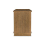 Modern with hints of heritage and Art Deco, crafted of warm, spiced oak. A flexible layering piece that can be styled just about anywhere — as a nightstand or in the entryway or hallway, its slight scale and demilune shape are great for smaller spaces, as its flat back can be styled right up against the wall. Amethyst Home provides interior design, new home construction design consulting, vintage area rugs, and lighting in the Alpharetta metro area.