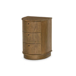 Modern with hints of heritage and Art Deco, crafted of warm, spiced oak. A flexible layering piece that can be styled just about anywhere — as a nightstand or in the entryway or hallway, its slight scale and demilune shape are great for smaller spaces, as its flat back can be styled right up against the wall. Amethyst Home provides interior design, new home construction design consulting, vintage area rugs, and lighting in the Scottsdale metro area.