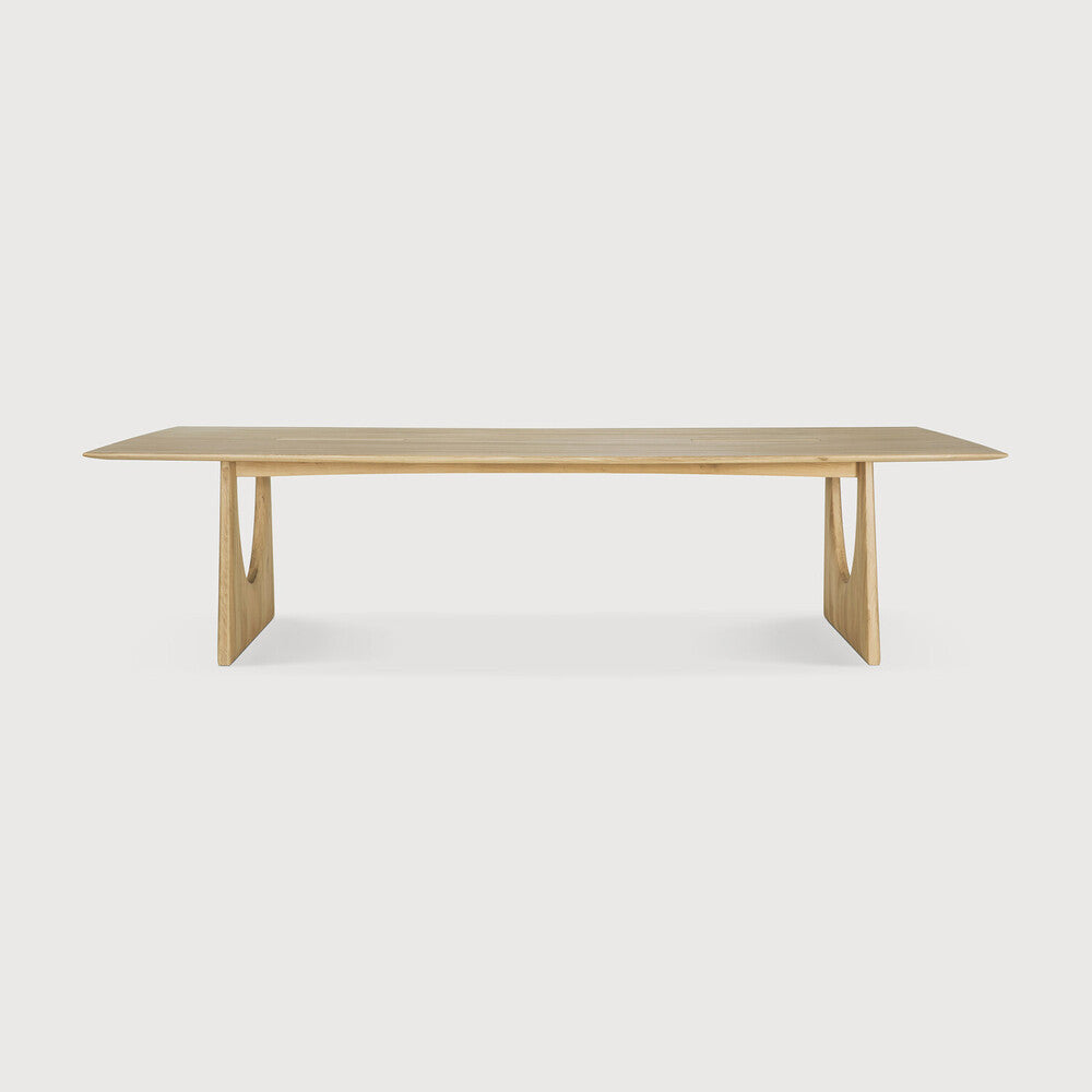 Featuring Geometric Oak Meeting Table by Ethnicraft at Amethyst Home. In the Geometric collection, shapes intersect in unexpected ways, creating playful contrasts with light and shadow at every angle. The Geometric meeting table elevates a professional space with softened edges and natural lines at play, adding volume and practical comfort further enhanced by integrated wire ma. Amethyst Home provides interior design, new construction, custom furniture, and area rugs in the Laguna Beach metro area