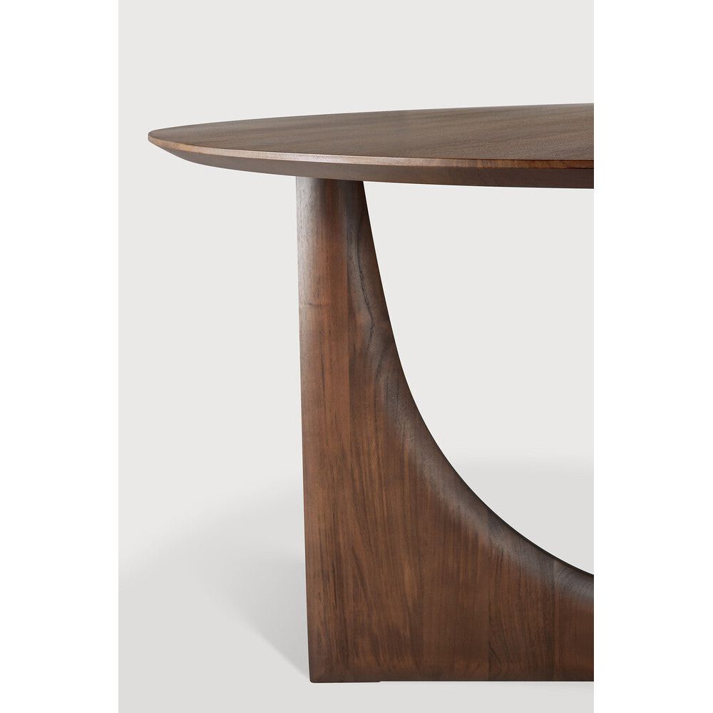 Featuring Geometric Teak Brown Round Dining Table by Ethnicraft at Amethyst Home. In the Geometric collection, shapes intersect in unexpected ways, creating playful contrasts with light and shadow at every angle. Inspired by the bestselling side table, the round Geometric dining table makes a practical statement.Weight : 176 lbDimensions:  64.5 in W x 64.5 in L x  14.5 in HAdjustabl. Amethyst Home provides interior design, new construction, custom furniture, and area rugs in the Houston metro area