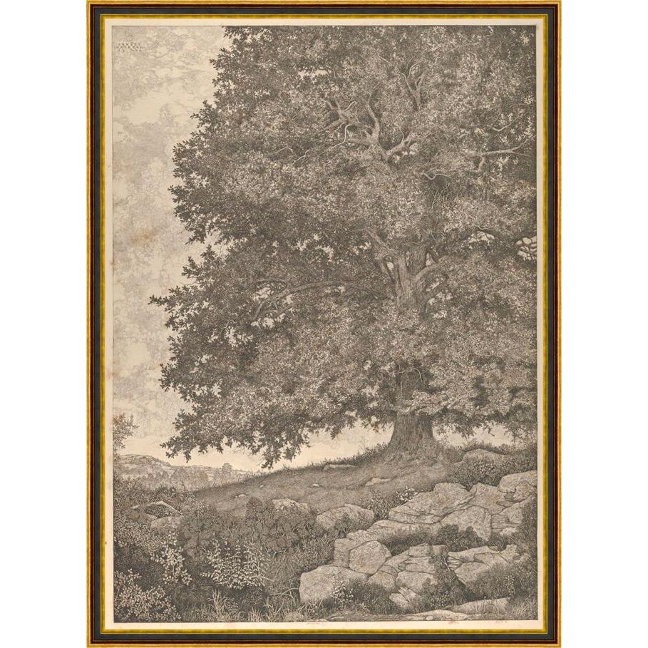 Featuring Grandfather's Tree Art by Wendover Art at Amethyst Home. This Grandfather's Tree Art brings a classic, storybook vibe to any living room, kitchen, or other area. 
Medium: Matte PaperTreatment: Straight Fit (No Mats)Size: 38.5"w x 52.5"h Framed as shown.  Amethyst Home provides interior design, new home construction design consulting, vintage area rugs, and lighting in the Laguna Beach metro area.