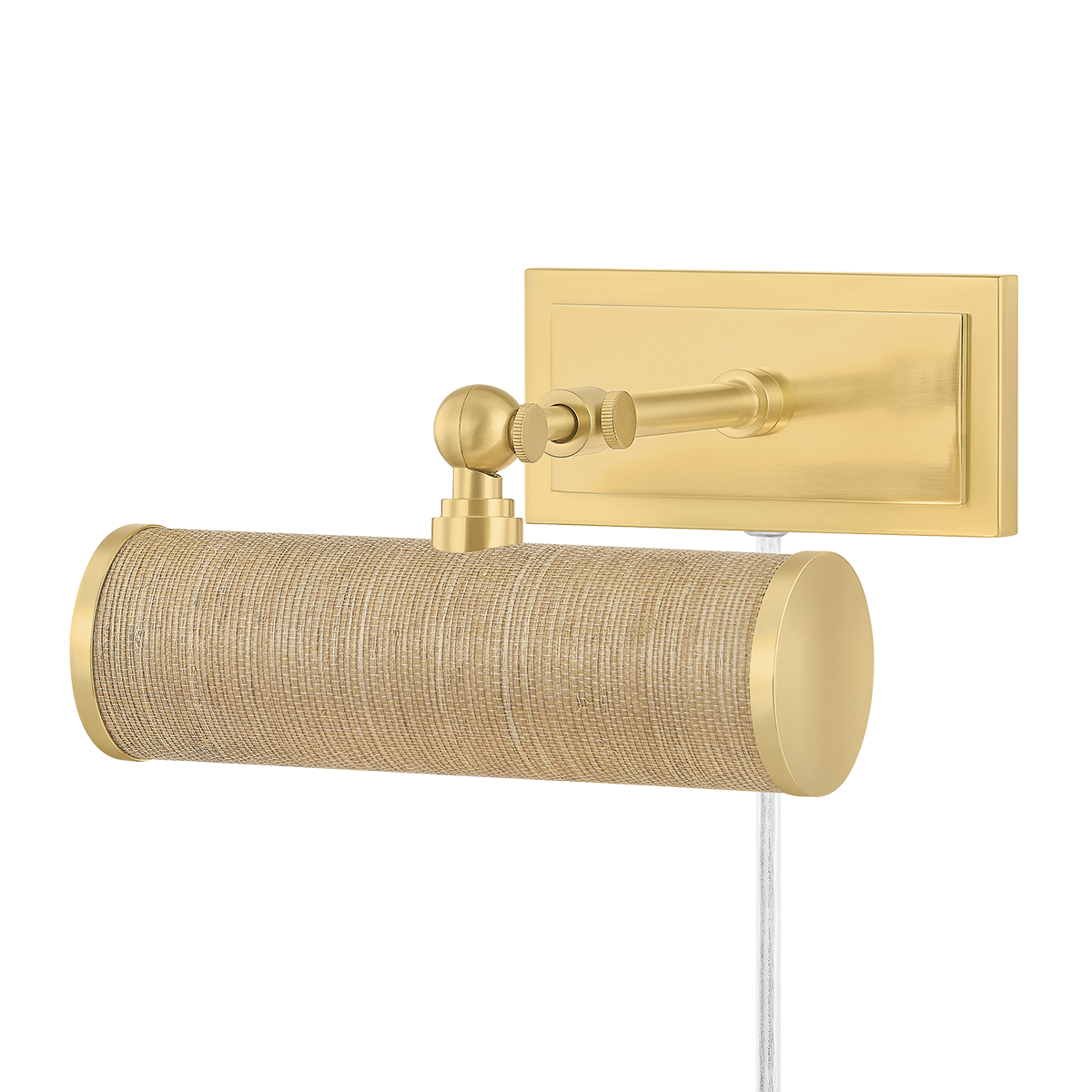 Holly Picture Light - Aged Brass/Grasscloth | ready to ship!