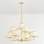 A vintage-inspired silhouette is elevated through thoughtful details in this transitional family. Arranged at varying heights, the overscale white linen tapered shades create a voluminous effect, like a sail billowing in the wind. Ivory trim provides subtle visual interest while remaining fresh and neutral. Amethyst Home provides interior design, new home construction design consulting, vintage area rugs, and lighting in the Monterey metro area.