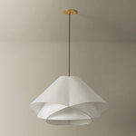 The dynamically layered design of the Edna pendant seeks to push the boundaries of what is possible with a handmade paper shade construction. Constructed as one piece, the shade is comprised of three identical pieces that intersect one another in a perfect geometric array. Amethyst Home provides interior design, new home construction design consulting, vintage area rugs, and lighting in the Monterey metro area.