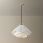 The dynamically layered design of the Edna pendant seeks to push the boundaries of what is possible with a handmade paper shade construction. Constructed as one piece, the shade is comprised of three identical pieces that intersect one another in a perfect geometric array. Amethyst Home provides interior design, new home construction design consulting, vintage area rugs, and lighting in the Seattle metro area.