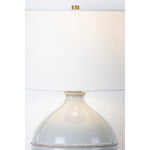 Inspired by rustic pottery, this table lamp's beautifully shaped base is crafted of pale sage ceramic giving it an earthy pale green tone. The off white linen shade pairs naturally and casts a soft glow. Raised seamlines and a reactive glaze that allows hints of the natural ceramic to peek through, give the fixture a hand-thrown, crafted feel. Amethyst Home provides interior design, new home construction design consulting, vintage area rugs, and lighting in the Omaha metro area.