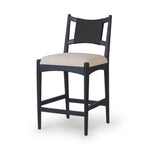 Featuring Haddon Antwerp Natural Counter Stool by Four Hands at Amethyst Home. A curved back wrapped and textural woven paper cord take this everyday counter stool to new heights. Black-finished parawood frames a linen-blend seat for a clean look with contrast.Overall Dimensions: 19.75"w x 23.25"d x 39.25"hWeight : 19.51 lbsMaterials : 39% Linen, 35% Cotton, 26% Polyester, Soli. Amethyst Home provides interior design, new construction, custom furniture, and area rugs in the Laguna Beach metro area