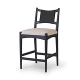 Featuring Haddon Antwerp Natural Counter Stool by Four Hands at Amethyst Home. A curved back wrapped and textural woven paper cord take this everyday counter stool to new heights. Black-finished parawood frames a linen-blend seat for a clean look with contrast.Overall Dimensions: 19.75"w x 23.25"d x 39.25"hWeight : 19.51 lbsMaterials : 39% Linen, 35% Cotton, 26% Polyester, Soli. Amethyst Home provides interior design, new construction, custom furniture, and area rugs in the Laguna Beach metro area