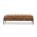 Featuring Halston Heirloom Sienna Cocktail Ottoman by Four Hands at Amethyst Home. A Seventies-era style inspired by a flea market find. Top-grain leather features dramatic tufting with sling detailing and wide ash framing below. Sourced from one of the oldest family-owned tanneries in Italy's Bassano del Grappa, heirloom leather is salvaged and processed from upcycled hides featuring. Amethyst Home provides interior design, new construction, custom furniture, and area rugs in the Miami metro area