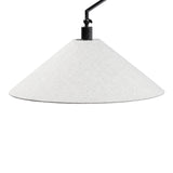 Featuring Hassell Jet Black Sconce by Four Hands at Amethyst Home. A flax linen shade with subtle flecking pairs with a sleek black metal body and dark walnut handle. Dual points of articulation including a horizontal arm rotation and vertical shade adjustment ensure precise light positioning. The plug-in design features a cord-concealing pipe and wall-mounted backplates for a r. Amethyst Home provides interior design, new construction, custom furniture, and area rugs in the Kansas City metro area