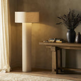 Featuring Hensley Antique Brass Iron Floor Lamp by Four Hands at Amethyst Home. Monochrome material. Flax linen covers a classic cylindrical base, topped with a round, low drum-style shade — a modern shape and play on proportions. Brass rotary and finial detail on top break up the all-linen look.Overall Dimensions: 24.00"w x 24.00"d x 60.00"hWeight : 16.54 lbsMaterials : Iron, 75%. Amethyst Home provides interior design, new construction, custom furniture, and area rugs in the Park City metro area