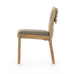 Featuring Nina Cotton Dining Chair by Four Hands at Amethyst Home. This cotton/linen blend Nina Chair feels plush yet so natural with the blend of earth made fibers.  The wood detail on the back makes us swoon.Overall Dimensions: 21.25"w x 24.50"d x 33.50"hWeight : 19.80 lbsMaterials : 62% Cotton, 20% Flax/Linen, 18% Viscose (Rayon), Solid Parawood, Stainless Steel. Amethyst Home provides interior design, new construction, custom furniture, and area rugs in the Boston metro area