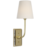 Featuring Hulton 17" Cordless Single Sconce Hand-Rubbed Antique Brass by Visual Comfort at Amethyst Home. Hulton 17" Cordless Single Sconce in Hand-Rubbed Antique Brass with Linen Shade
Overall Dimensions: 6.5" L x 6.5" W x 17.75" H
Weight : 6 lbs.. Amethyst Home provides interior design, new construction, custom furniture, and area rugs in the Salt Lake City metro area