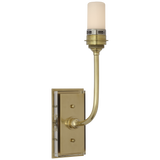 Featuring Hulton 17" Cordless Single Sconce Hand-Rubbed Antique Brass by Visual Comfort at Amethyst Home. Hulton 17" Cordless Single Sconce in Hand-Rubbed Antique Brass with Linen Shade
Overall Dimensions: 6.5" L x 6.5" W x 17.75" H
Weight : 6 lbs.. Amethyst Home provides interior design, new construction, custom furniture, and area rugs in the Tampa metro area
