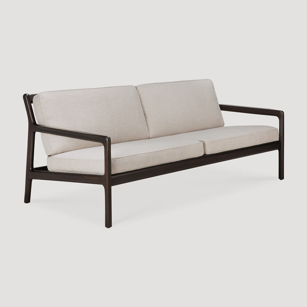 Featuring Jack Ivory Mahogany Dark Brown Sofa by Ethnicraft at Amethyst Home. Alluring from every angle, luxuriant shapes and curves form the basis of the Jack collection. This sofa's clean lines are inspired by Scandinavian modernism, reinforcing a classic, vintage, feel that can be passed on to generations ahead.Weight : 88 lb Dimensions: 34.5 in W x 73 in L x 29.5 in HBackrest . Amethyst Home provides interior design, new construction, custom furniture, and area rugs in the Charlotte metro area