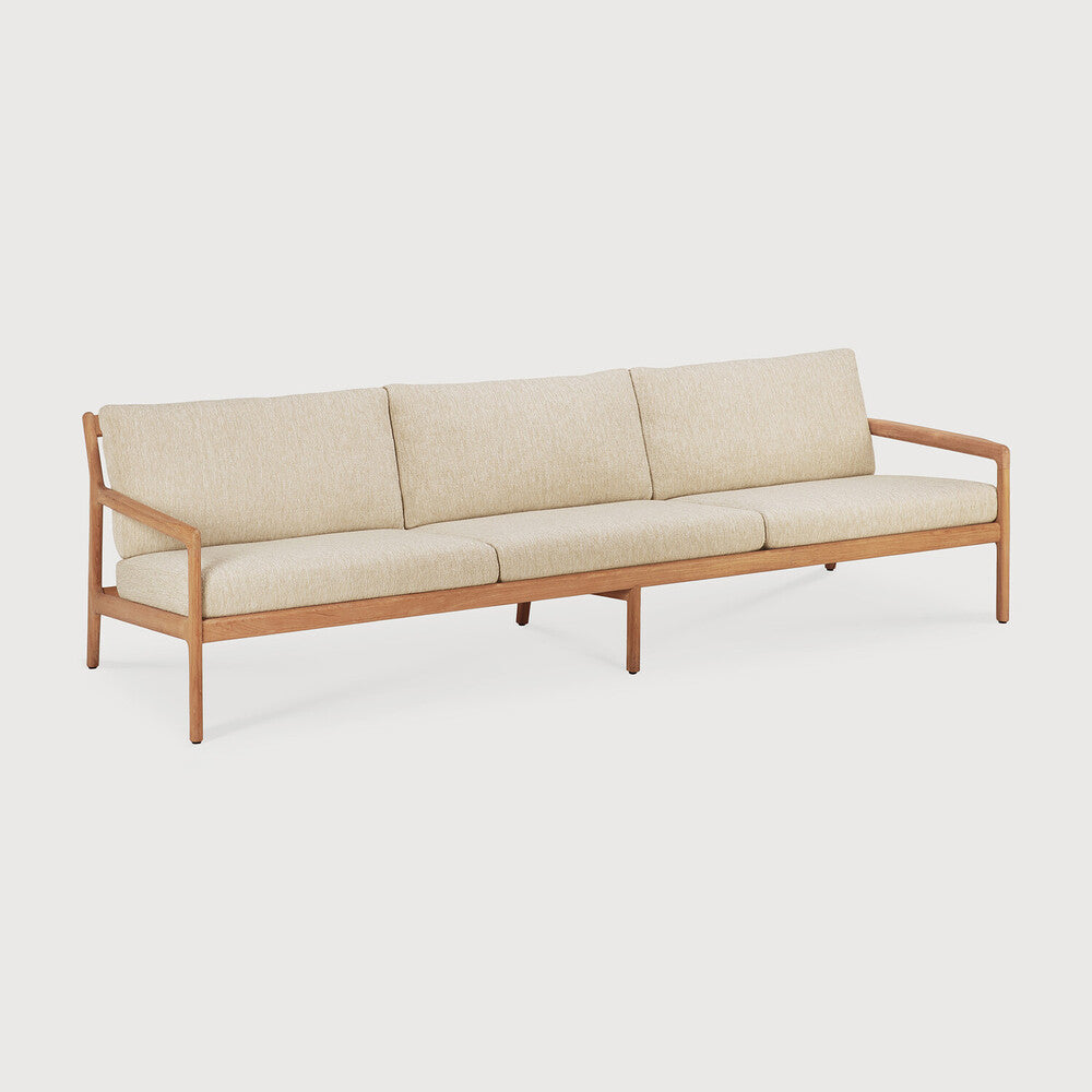 Featuring Jack Natural Teak Outdoor Sofa by Ethnicraft at Amethyst Home. Alluring from every angle, luxuriant shapes and curves form the basis of the Jack collection. Featuring upholstery woven in Belgium, the Jack offers clean, classic lines with a modern touch. Every detail has been meticulously crafted to ensure comfort and elegance while enjoying the outdoors.Backrest Density : 28. Amethyst Home provides interior design, new construction, custom furniture, and area rugs in the Miami metro area