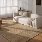 Beauty is on the horizon with the Bezem Aytana. The Aytana design features a mid-century linear pattern in tonal shades of beige for subtle visual depth. Hand-knotted from easy-care wool with a high-low pile, this piece is as practical as it is captivating—a true testament to modern craftsmanship.Hand Knotte Amethyst Home provides interior design, new home construction design consulting, vintage area rugs, and lighting in the Omaha metro area.