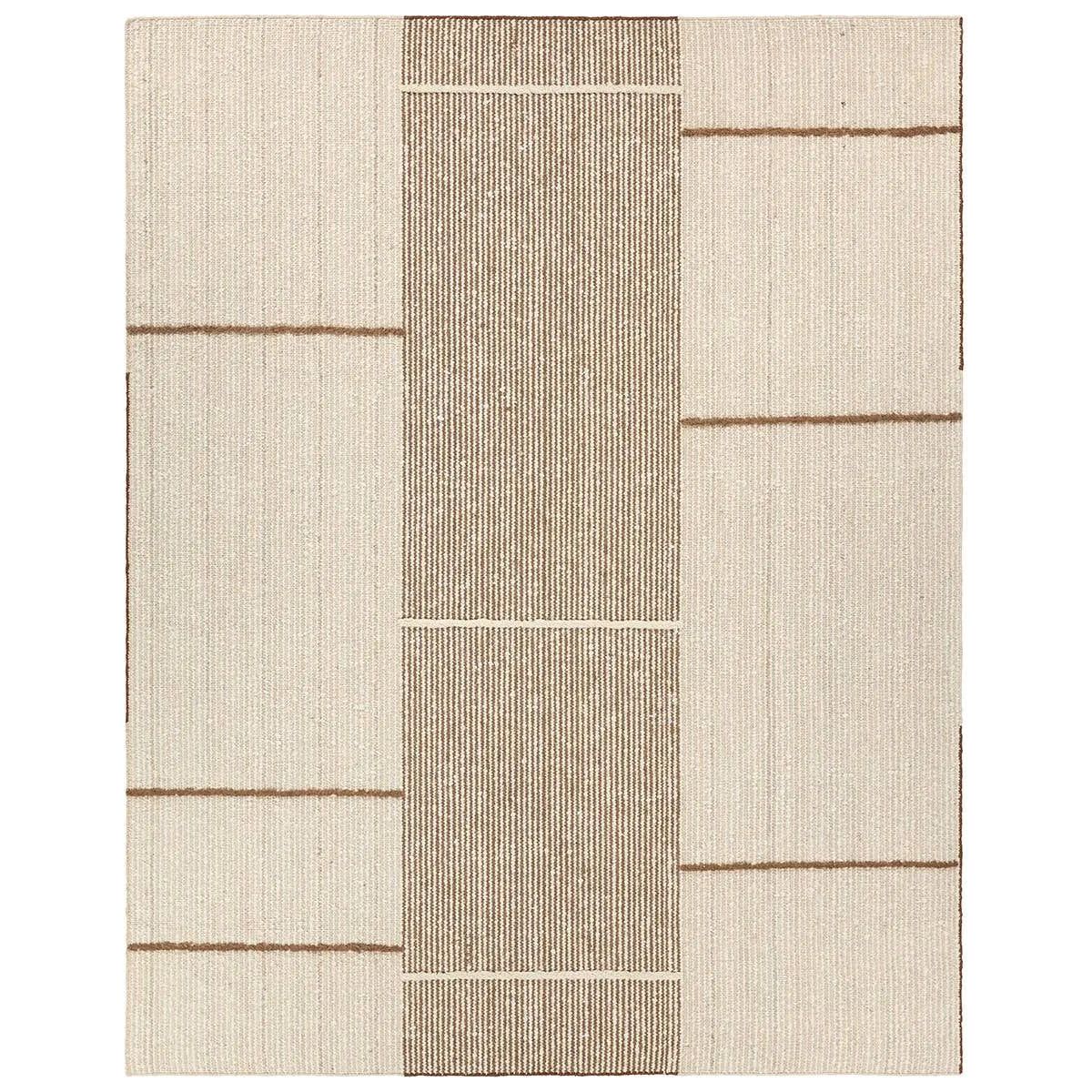 Earthy white and brown tones come together in a mesmerizing linear design, infusing the Bastien rug with contemporary elegance. Hand-knotted from a luxe wool pile, its luminous sheen highlights every intricate detail.Handwove Amethyst Home provides interior design, new home construction design consulting, vintage area rugs, and lighting in the Salt Lake City metro area.