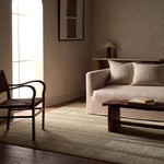 A contemporary interplay of cream and green comes to life in a striking abstract linear design. Crafted from a luxurious blend of viscose and silk, the Jovian design’s luminous sheen accentuates the depth and movement of its pattern. This handknotted piece exudes sophistication and exceptional craftsmanship, making it a stunning foundation.HIB0 Amethyst Home provides interior design, new home construction design consulting, vintage area rugs, and lighting in the Park City metro area.