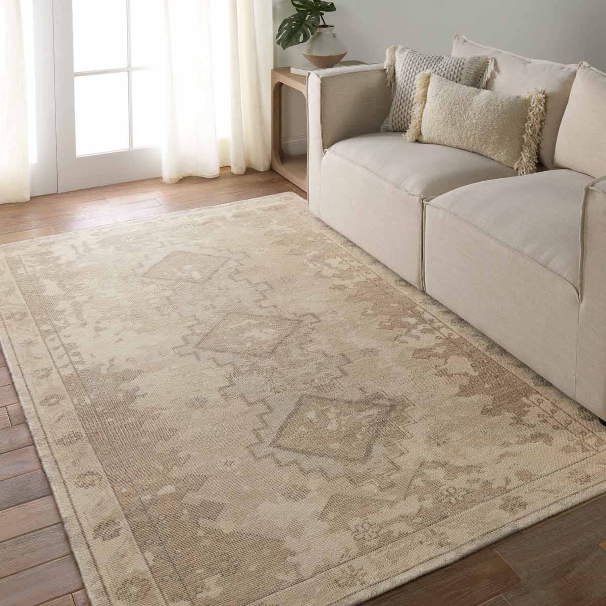 Featuring Kai Pathos Hand-Knotted Runner by Jaipur Living at Amethyst Home. The artisan-made Kai Pathos Rug effortlessly blends the contemporary influence of color with traditionally timeless looks. Exceptionally made and artfully designed, the hand-knotted Pathos area rug infuses homes with vintage allure and an on-trend colorway. Abrashed taupe, cream, gray, and tan tones add a chic f. Amethyst Home provides interior design services, furniture, rugs, and lighting in the Winter Garden metro area.
