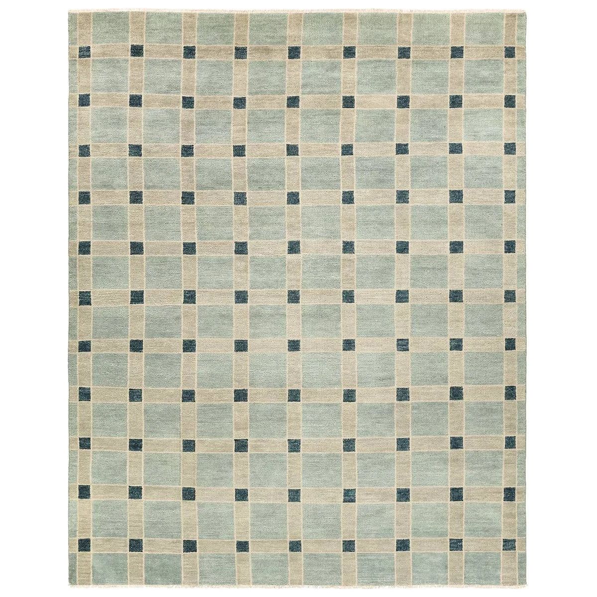 The Quinlan design reinvents timeless geometric patterns, fusing classic charm with a modern edge. Soft beige tones, punctuated by a blue accent, elevate any mid-century modern space. Handcrafted from naturally stain-resistant wool, this rug handles medium-traffic areas, kids, and pets with ease. Amethyst Home provides interior design, new home construction design consulting, vintage area rugs, and lighting in the Salt Lake City metro area.