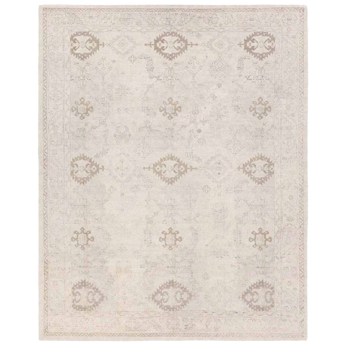 The Saffron design features a traditional pattern of small medallions, set against a warm tan and beige backdrop with subtle tan accents. Its vintage, distressed look adds character and charm, making it feel like a cherished heirloom from the very first step.Hand Tufte Amethyst Home provides interior design, new home construction design consulting, vintage area rugs, and lighting in the San Diego metro area.