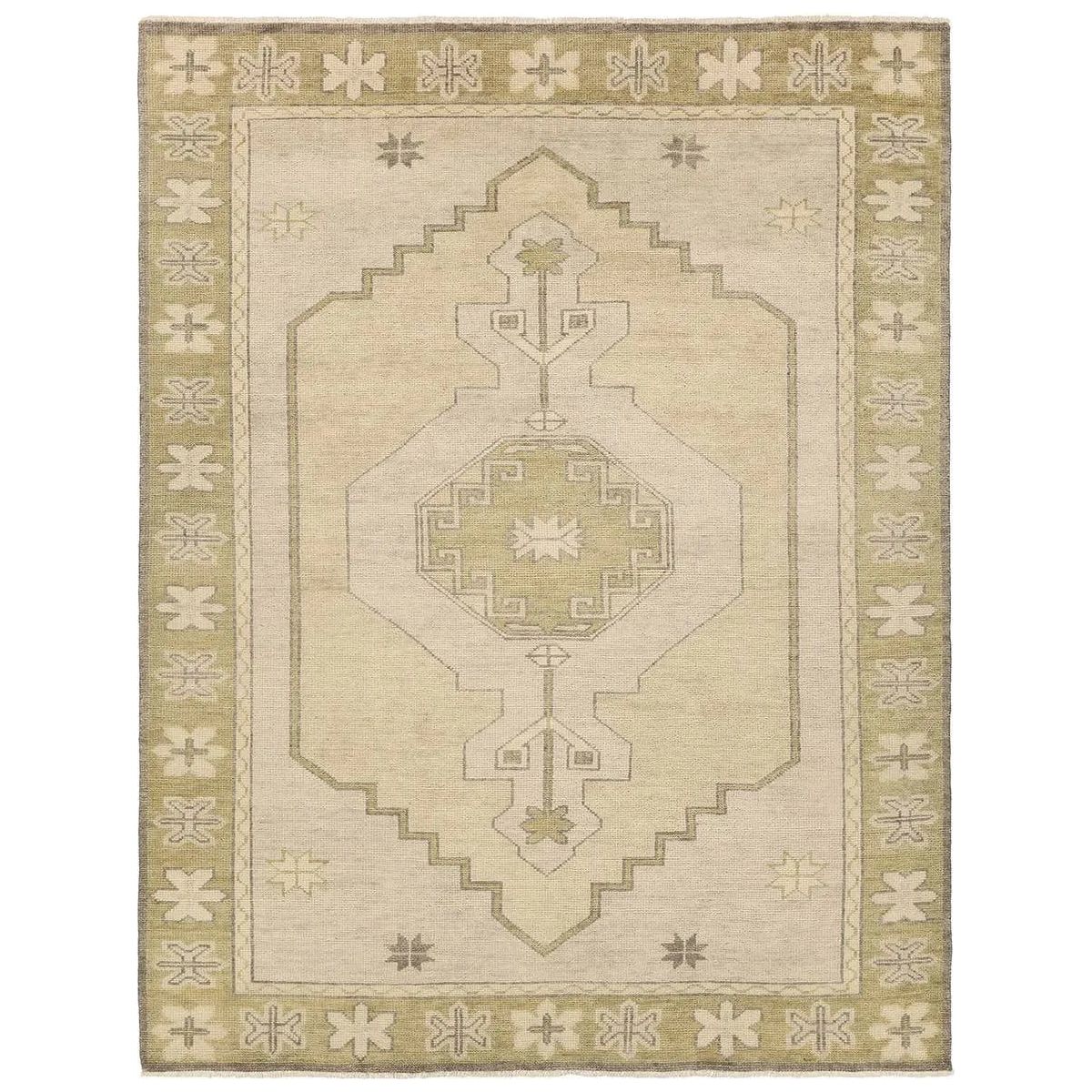 The Salinas Sprig is punctuated by vibrant hues and intricate details, bringing a bold, transitional look to any home. The hand-knotted Sprig rug expresses classic style with an intricate center medallion and surrounding border. Amethyst Home provides interior design, new home construction design consulting, vintage area rugs, and lighting in the Austin metro area.