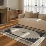 The Stellar design merges timeless tradition with a vintage-inspired aesthetic. Featuring a striking central medallion, this rug is set against an elegant beige and black backdrop, accented by rich green detailing. Its classic pattern, paired with a gently distressed finish, creates an heirloom quality.Hand Tufte Amethyst Home provides interior design, new home construction design consulting, vintage area rugs, and lighting in the Alpharetta metro area.