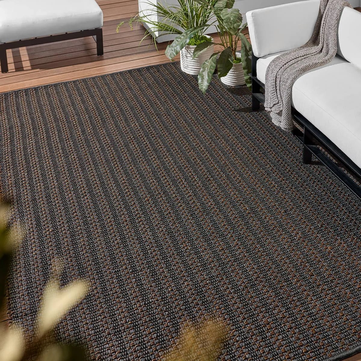 Featuring Talin Elmas Rug by Jaipur Living at Amethyst Home. Handwoven of thick and durable performance fibers, the Talin Elmas offers a sturdy accent with evocative texture to any space. Neutral, versatile colorways combine with an undulating striped weave for a not-so-solid, but perfectly grounding, modern design. The Elmas design?s gray and brown hues thrive. Amethyst Home provides interior design, new home construction design consulting, vintage area rugs, and lighting in the Tampa metro area.