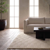 A contemporary twist on traditional Afghani hand-knotted textiles. The Keoka is crafted entirely from wool, featuring a ribbed construction that accentuates its dynamic checkerboard pattern with unique linear details. Complete with a dhurrie border, the Totto design adds a touch of global flair while remaining kid- and pet-friendly.Hand Knotte Amethyst Home provides interior design, new home construction design consulting, vintage area rugs, and lighting in the Boston metro area.