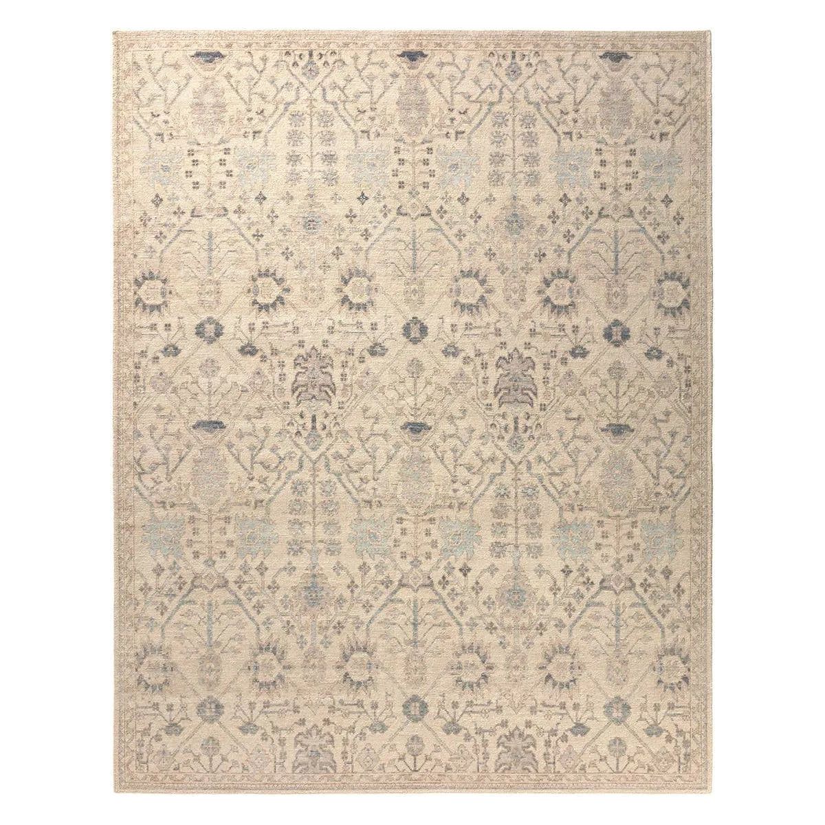 The Eden Varteni pairs fresh, vibrant colors with provincial Persian motifs for the perfect blend of new and time-honored. This hand-knotted wool rug features a hand-sheared quality that lends the design a perfectly vintage and a lovingly worn look. Amethyst Home provides interior design, new home construction design consulting, vintage area rugs, and lighting in the Houston metro area.