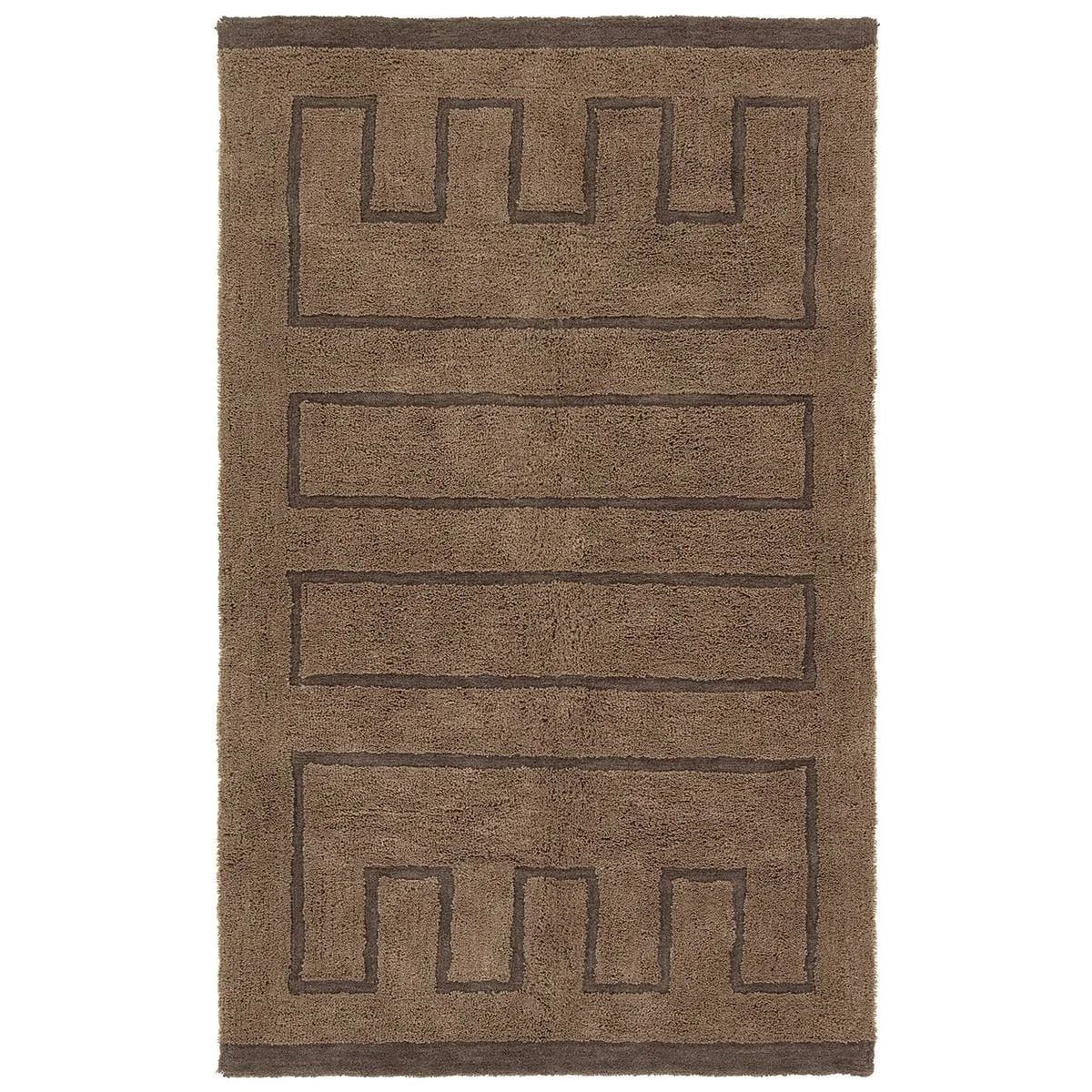 With its neutral brown hue and modern geometric pattern, the Aibel Ziyan adds a contemporary touch to your space. Hand-tufted from washable wool and offering plush comfort, it’s ideal for kids’ rooms or any area where spills are bound to happen. Here’s a stylish, worry-free solution that can handle the demands of everyday life.Hand Tufte Amethyst Home provides interior design, new home construction design consulting, vintage area rugs, and lighting in the Omaha metro area.